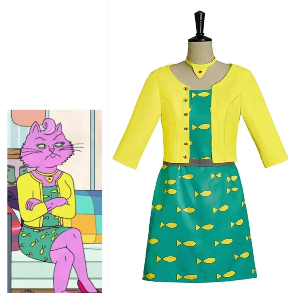 Аниме принцесса Кэролин косплей костюм желтое пальто с зеленым платьем полный