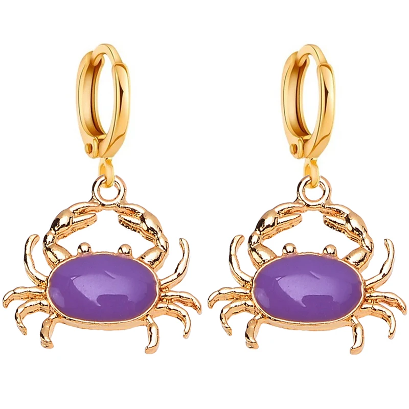 Cute Enamel Resin Alloy Crab Earring Pendant Summer Beach Collection Sweet Charm Drop Earrings Unique Jewelry for Girls Party |
