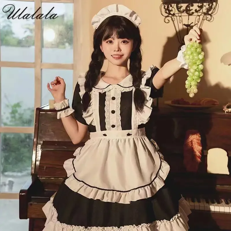 

Black Cute Lolita Maid Costumes Girls Women Lovely Maid Cosplay Costume sexy Maid coser Japanese Outfit Dress Low Chest Clothes