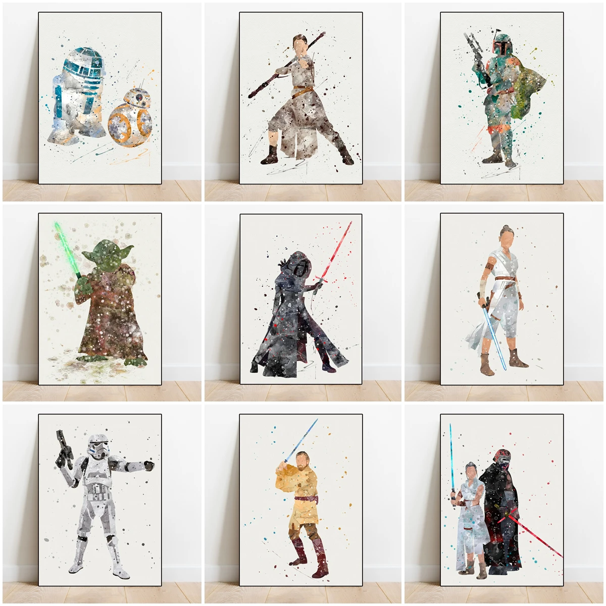 

Disney Classic Movies TV Star Wars Watercolor Painting Cartoon Posters Prints Wall Art Picture For Living kids Room Home Decor