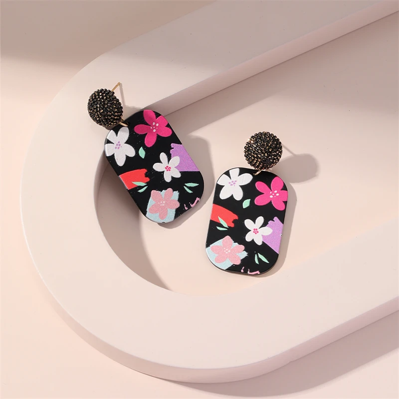 

Женские серьги-подвески из медного сплава, с цветочным принтом