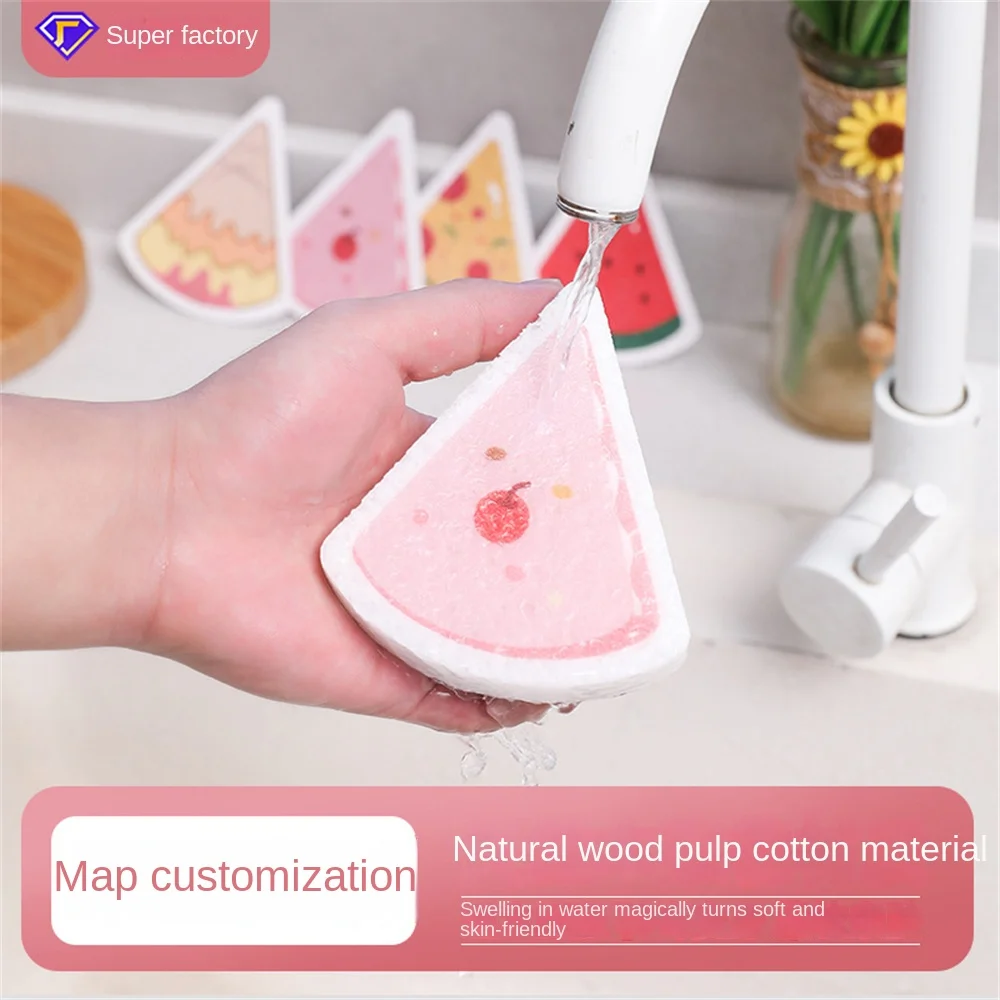 

Double-sided Dishwashing Block Decontamination Dishwashing Wood Pulp Sponge Compressed Wood Pulp Cotton Printed Wood Pulp Cotton