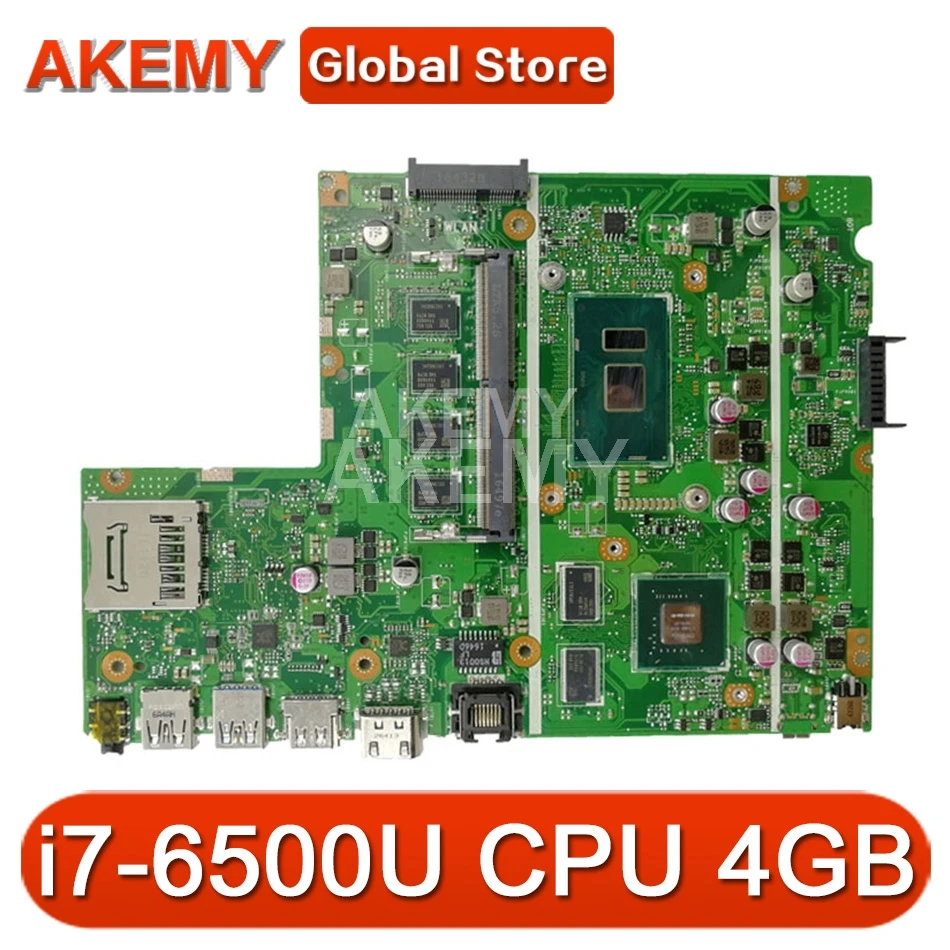 

Akemy X541UVK Материнская плата Asus X541UVK X541UJ X541UV X541U F541U R541U материнская плата для ноутбука i7-6500U ЦП 4 Гб ОЗУ V2G