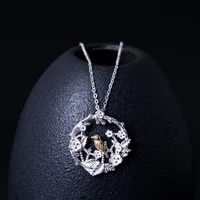 100 925 silver plum pendant woman chains retro chinese style bird flower branch necklace short arabesque choker jewelry xl045