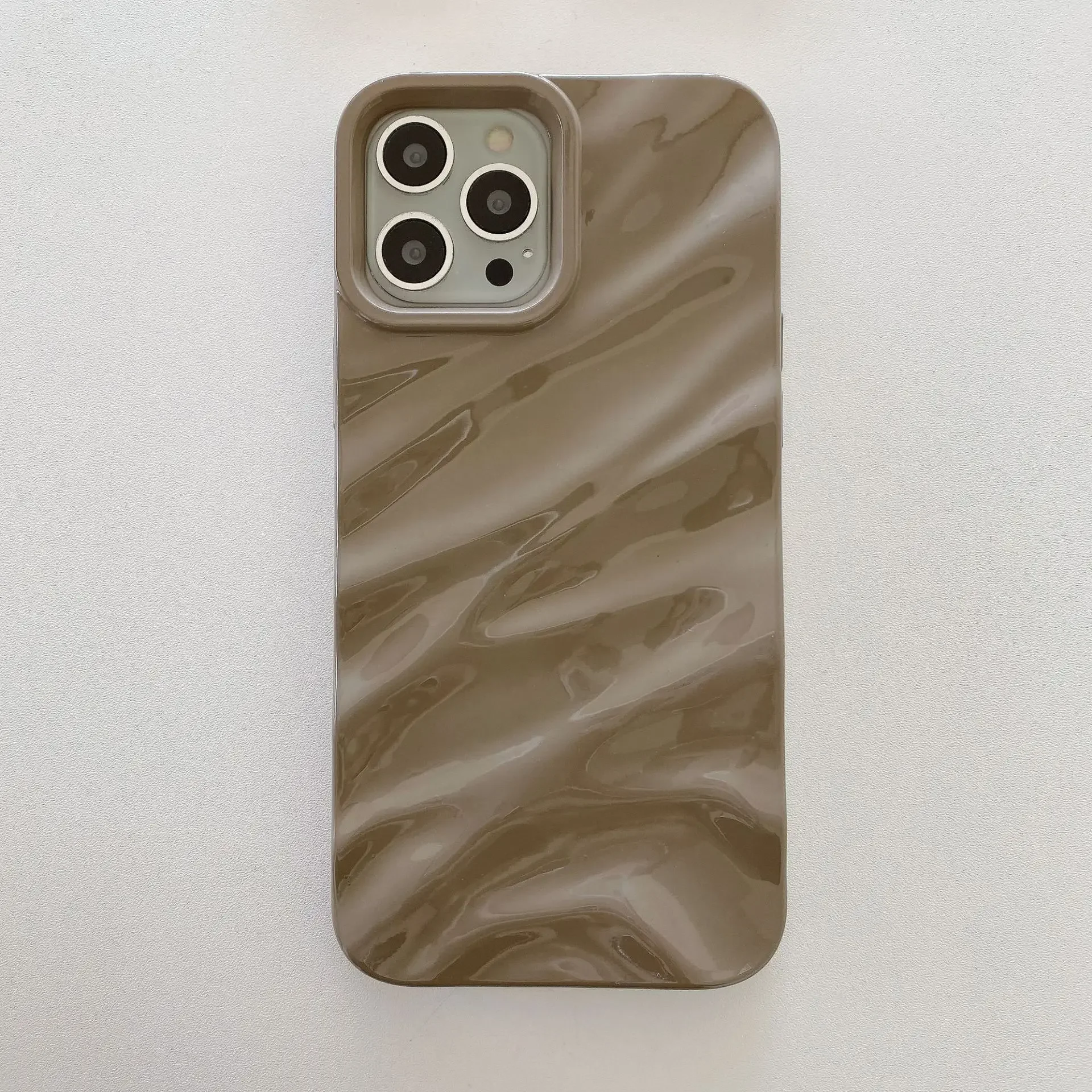 Модный однотонный противоударный мягкий чехол из ТПУ с объемным рисунком морщин