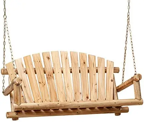 

Rustic Hanging Log Porch Swing Wood with Chains Heavy Duty 4 Ft, Lightly Toasted Chicken diaper Farm tools and equipment нам
