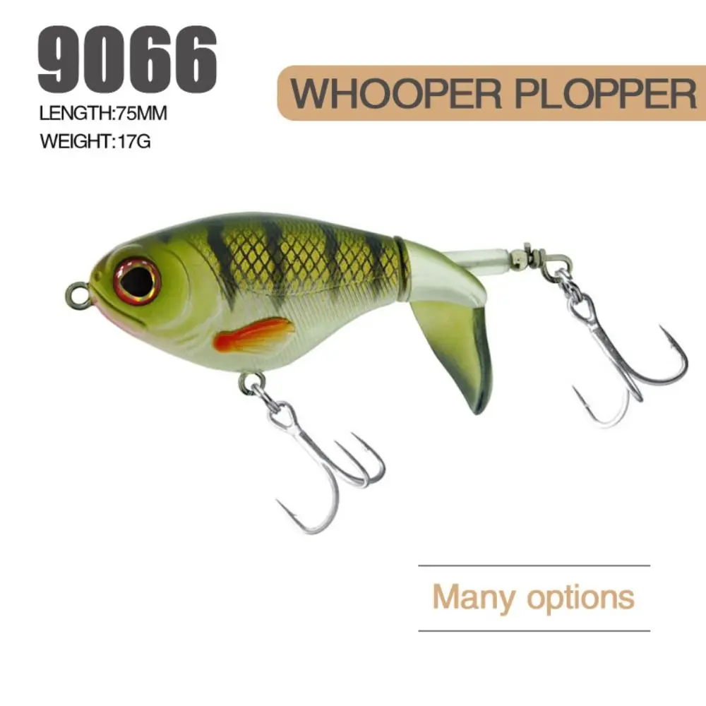 

Plopper Fishing Lure 2023 Rotating Tail Topwater VMC Hooks 2 Segment 75mm/17g Plopper lure Lifelike Eye
