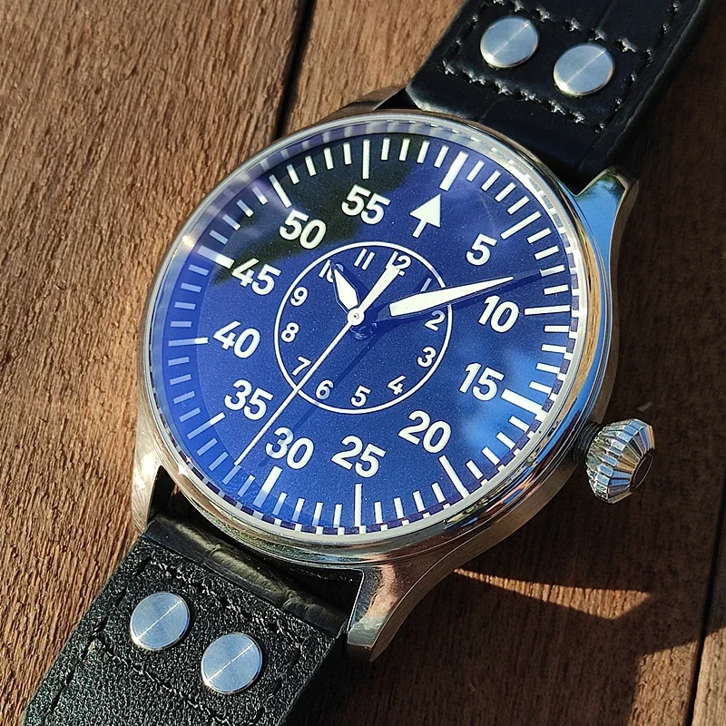 Мужские кварцевые часы Vakuy 44 мм немецкий пилот для SEIKO VH31 кварцевый механизм супер