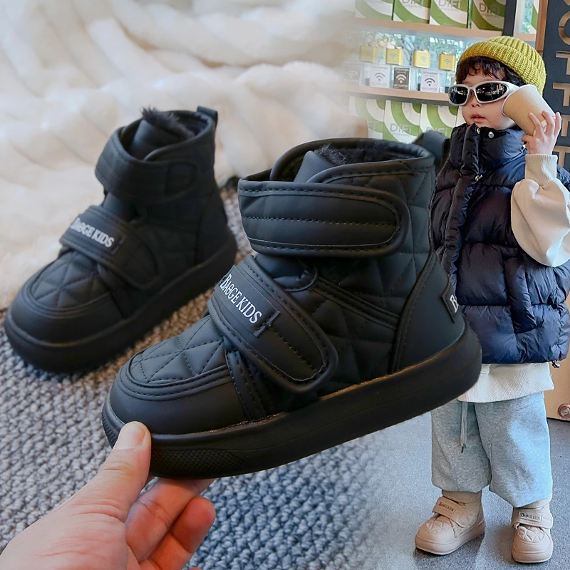 Популярные детские зимние сапоги бархатная и утолщенная теплая обувь ботинки