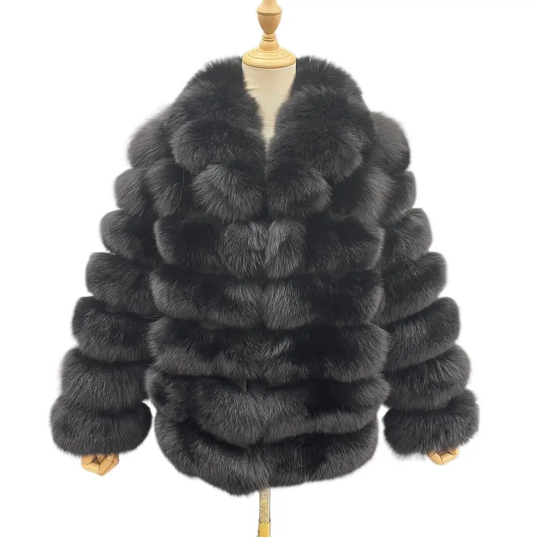 High Quality Fox Fur Jacket Winter Fashion Genuine Thicken Warm Fur Coat For Women Luxury Natural Full Fluffy Ladies Fur Parka