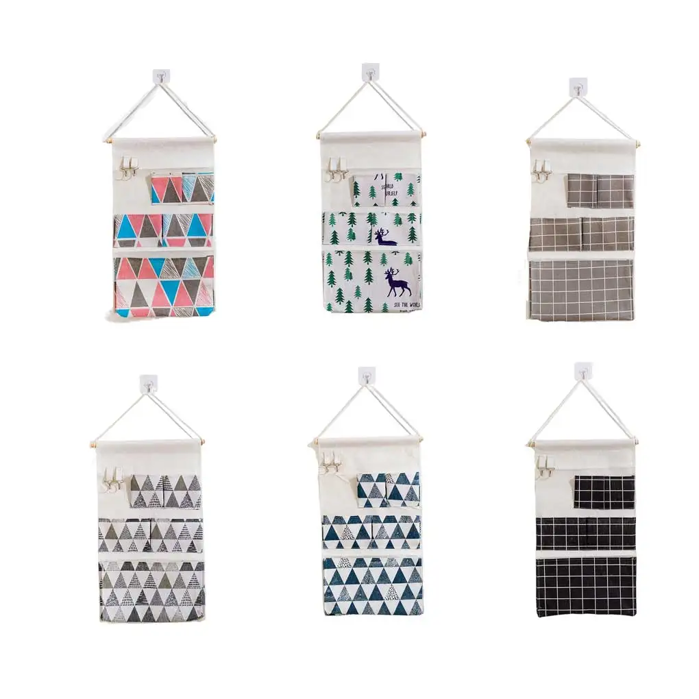 

5 Pockets Hanging Storage Bags Wall Mounted Organizer Classfication Sundries Multifunction Pouch Colorful Triangular