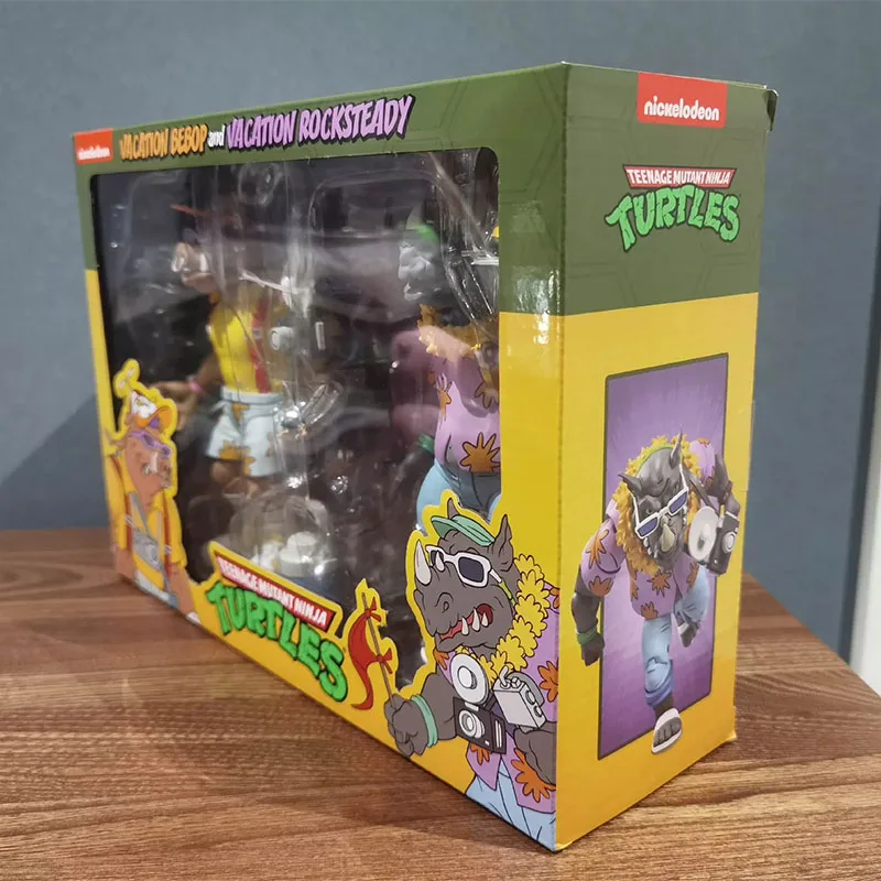 Фото Фигурка черепахи-ниндзя NECA 54359 Bebop and Rocksteady, экшн-фигурки, 7-дюймовая подвижная модель куклы, подарок для детей, оригинал №3