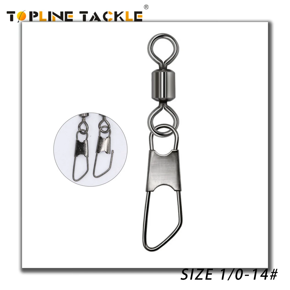 

20-50pcs Stainless Steel Rolling Swivel with A-safety Snap Fishing Connector Solid Ring High Speed Swivel Fishing Tackle