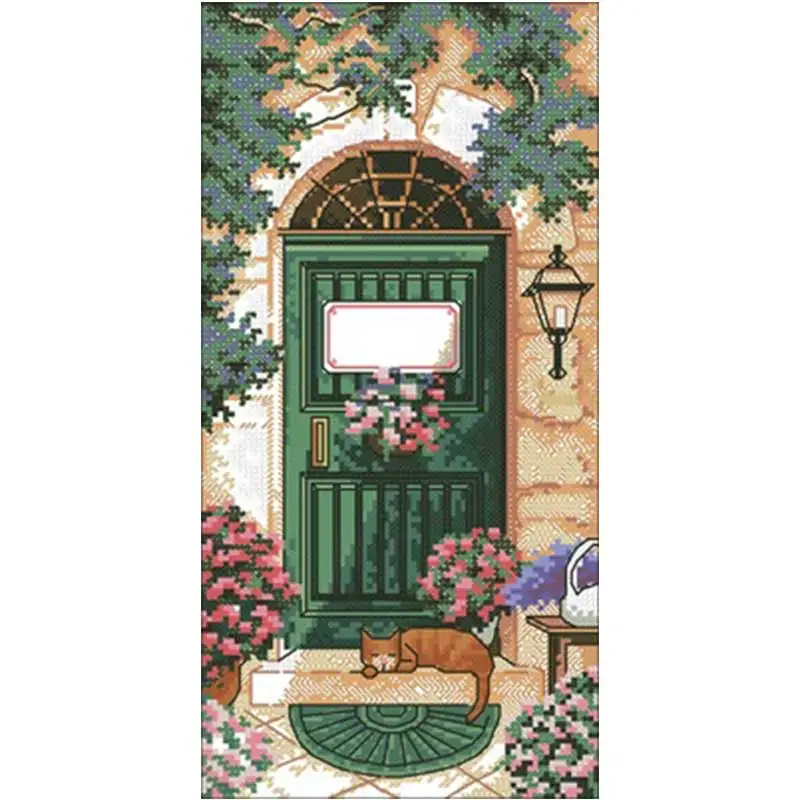 

Cat in front of the door patterns Counted Cross Stitch 14CT 16CT 25CT DIY Chinese Cross Stitch Kits Embroidery Needlework Sets