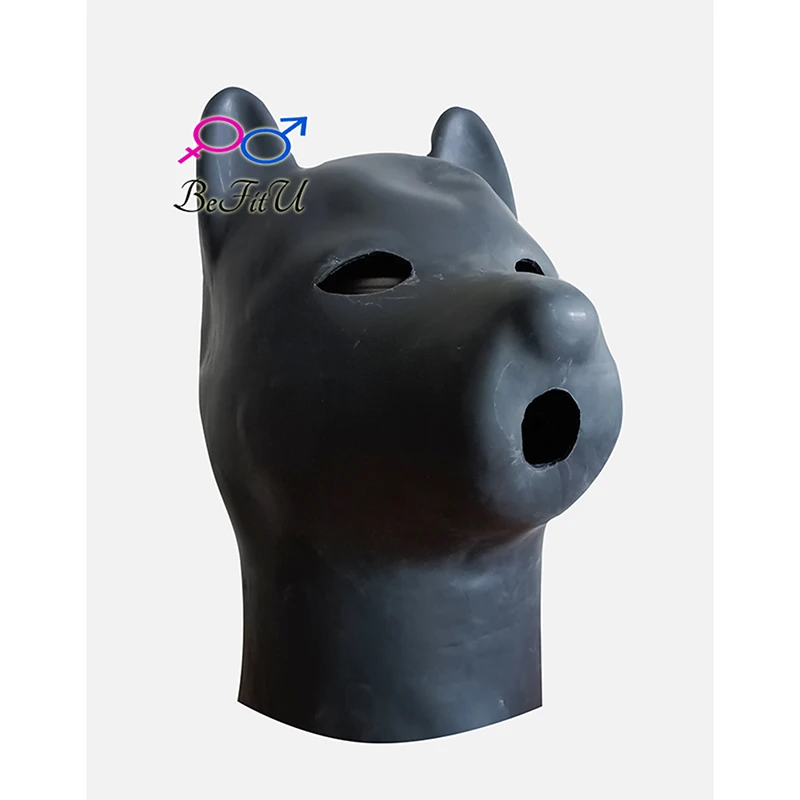 

Latex Hoods 1.6mm dog style Plus thickness Cap fetish Bonnet rubber Mask cosplay Hats with back zipper