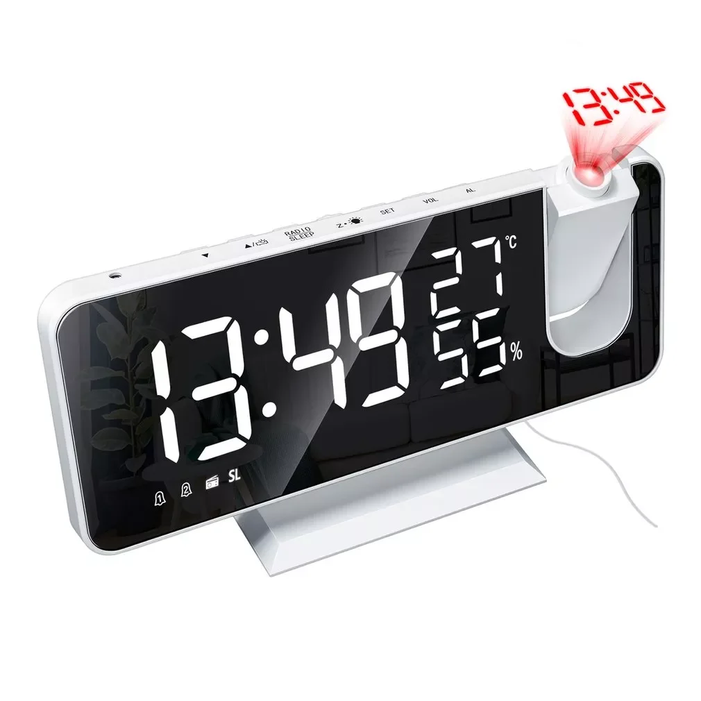 

LED Digital Projection Alarm Clock Table Electronic Alarm Clock with Projection FM Radio Time Projector Bedroom Bedside Clock