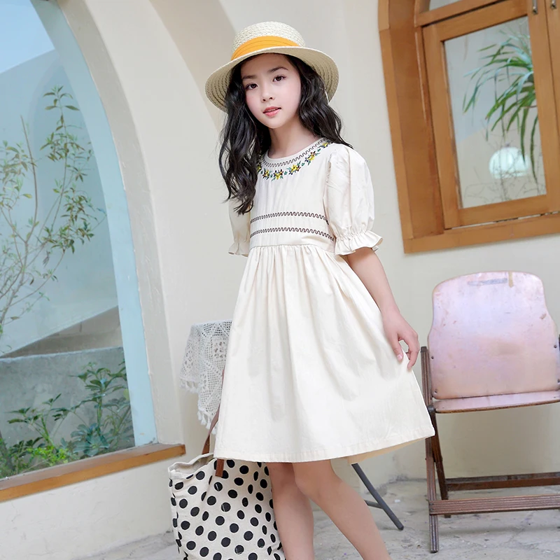

Cotton Summer Breathable Girls Dresses 2022 New Short Sleeve Long Skirts for Children Factory Cheap Spring Autumn Babys Dresses