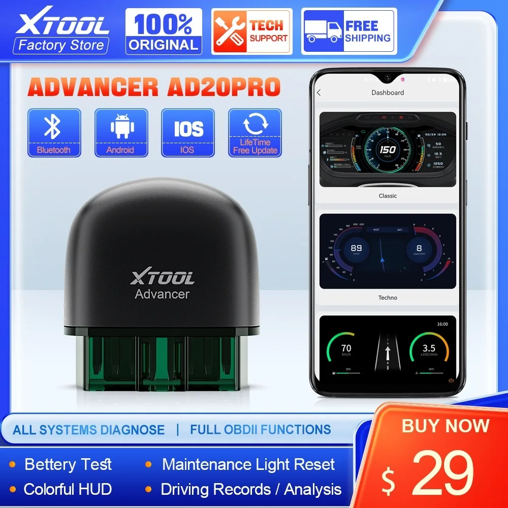 Автоматический диагностический инструмент XTOOL advняad20pro, прибор для сброса напряжения масла, улучшенный BT5.0, для всех систем, Диагностика OBD2, сканер, считыватель кодов