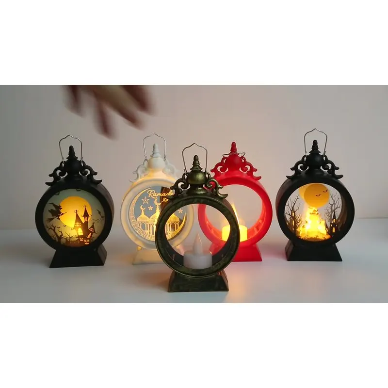 Ретро Винтаж Хэллоуин Фонарь На Батарейках Искусственная Свеча Без