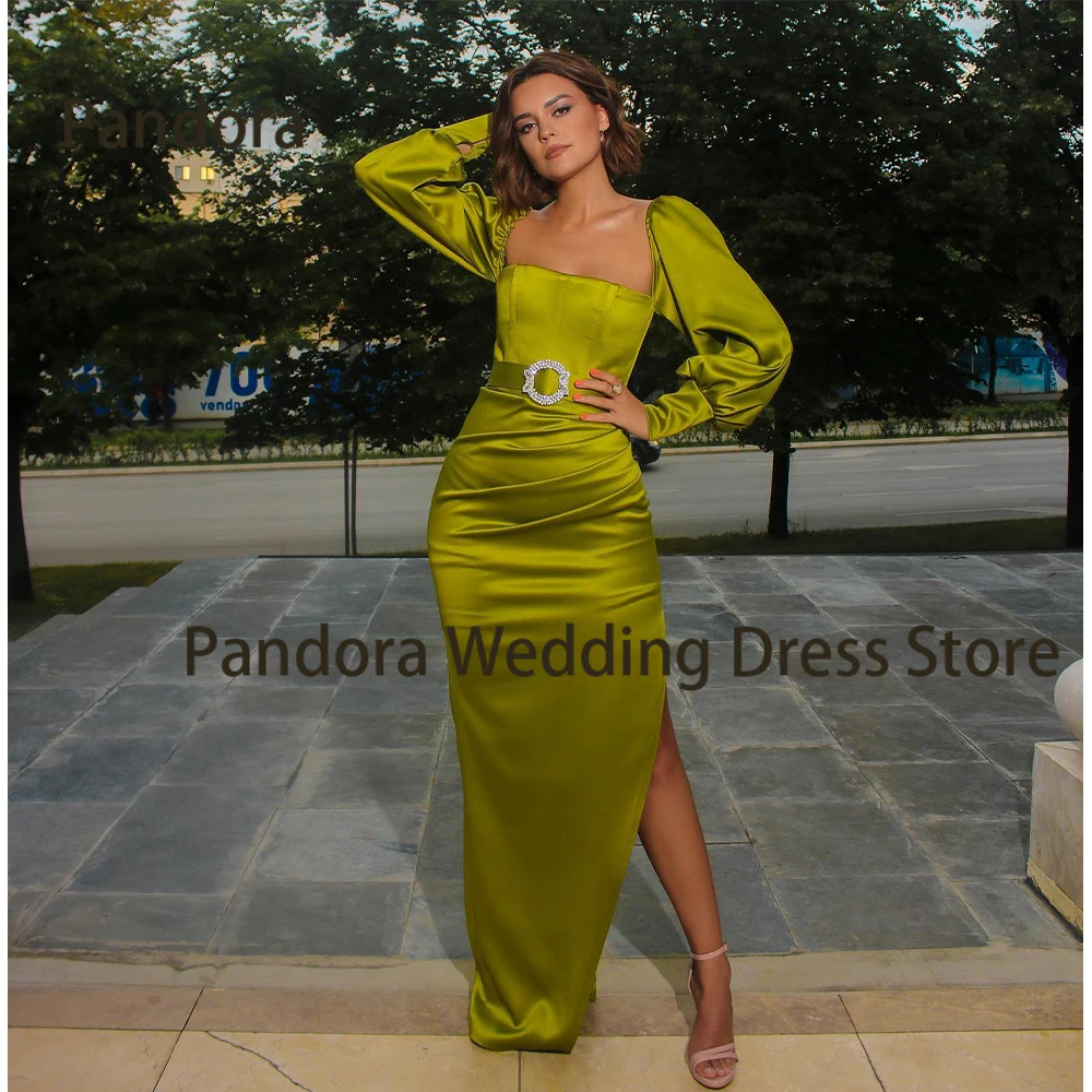 Женское платье в пол Pandora Черное вечернее с квадратным вырезом длинным рукавом