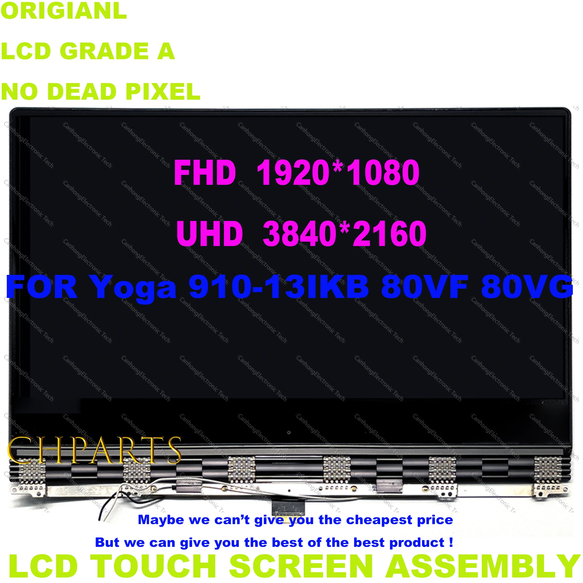 

13.9" UHD 4K FHD For Lenovo Yoga 910-13 910-13IKB 80VF 80VG 13.9" LCD LED Screen Touch Digitizer Complete Assembly With Hinges