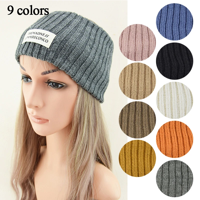 

Винтажная Женская трикотажная повязка на голову, широкие повязки для волос, Классическая однотонная спортивная повязка для волос, шерстяная вязаная повязка на голову