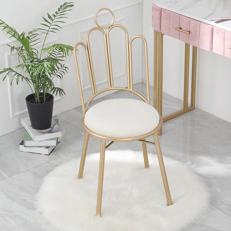 S Wrought Iron Nail Dressing Stool Backrest Chair Kitchen Furniture Makeup Stool Leisure Chair