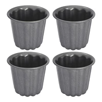 4pcs home kitchen easy use universal baking lightweight cupcake muffin rustproof practical non stick carbon steel cannele mold