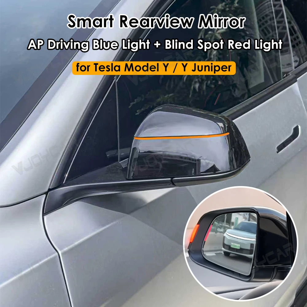Фото Vjoycar Autopilot Driving AP крышка зеркала заднего вида для Tesla Model Y New Y Juniper указатели поворота с напоминанием о слепой пятне №2