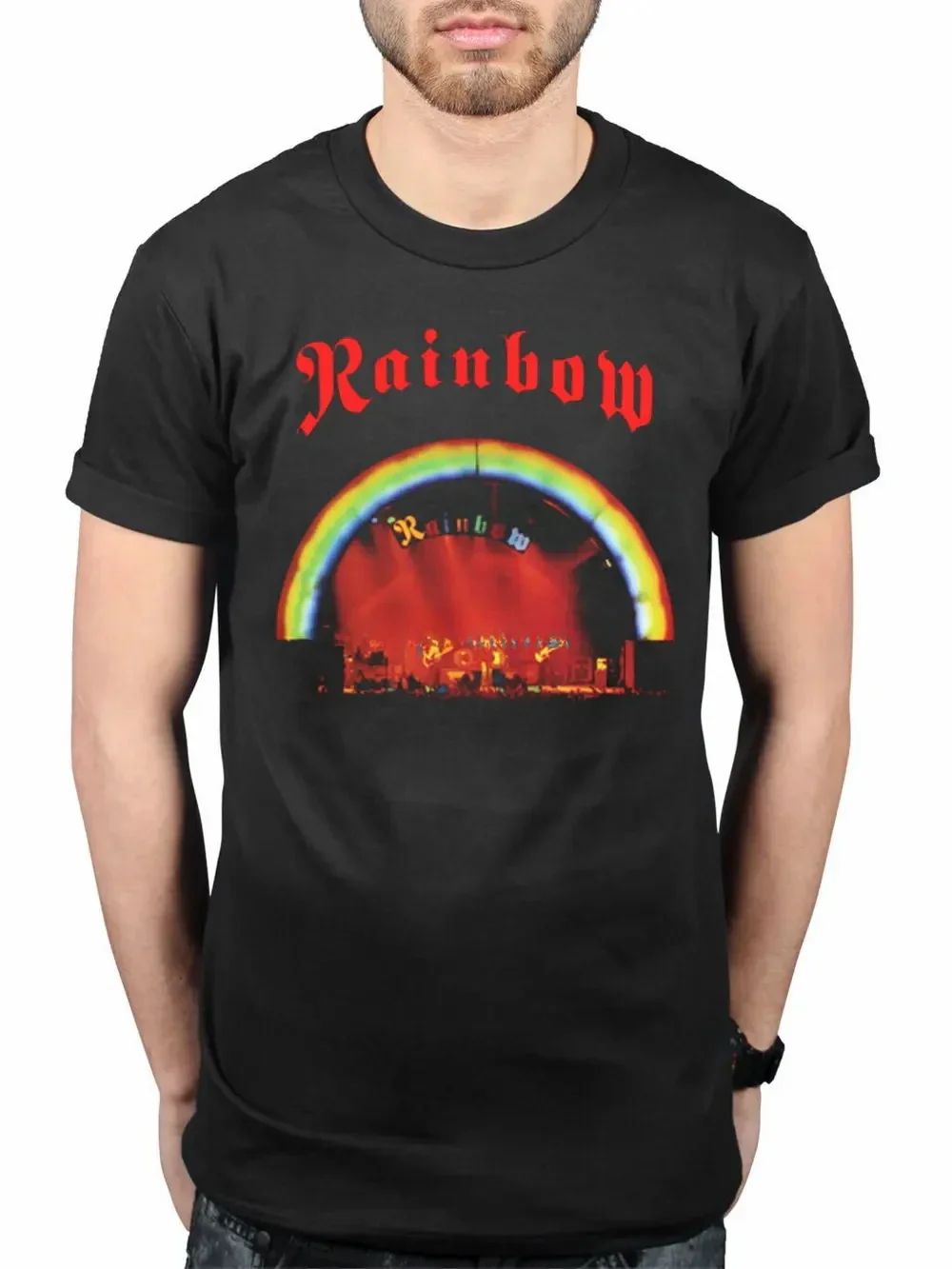 Поступление модная Официальная футболка с рисунком радуги на сцене хлопковая