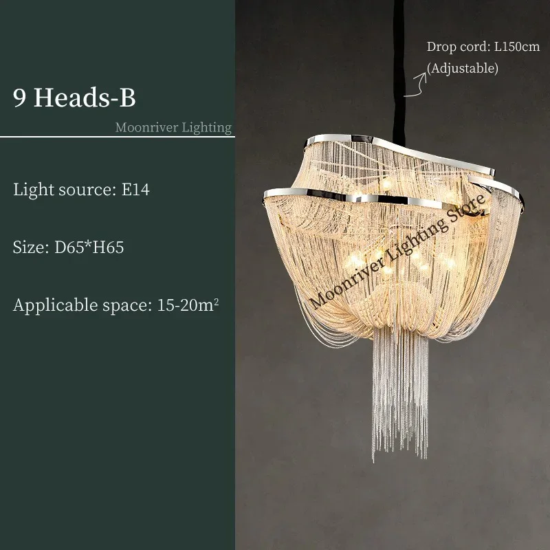 Moonriver Lighting Золотая подвесная люстра из нержавеющей стали