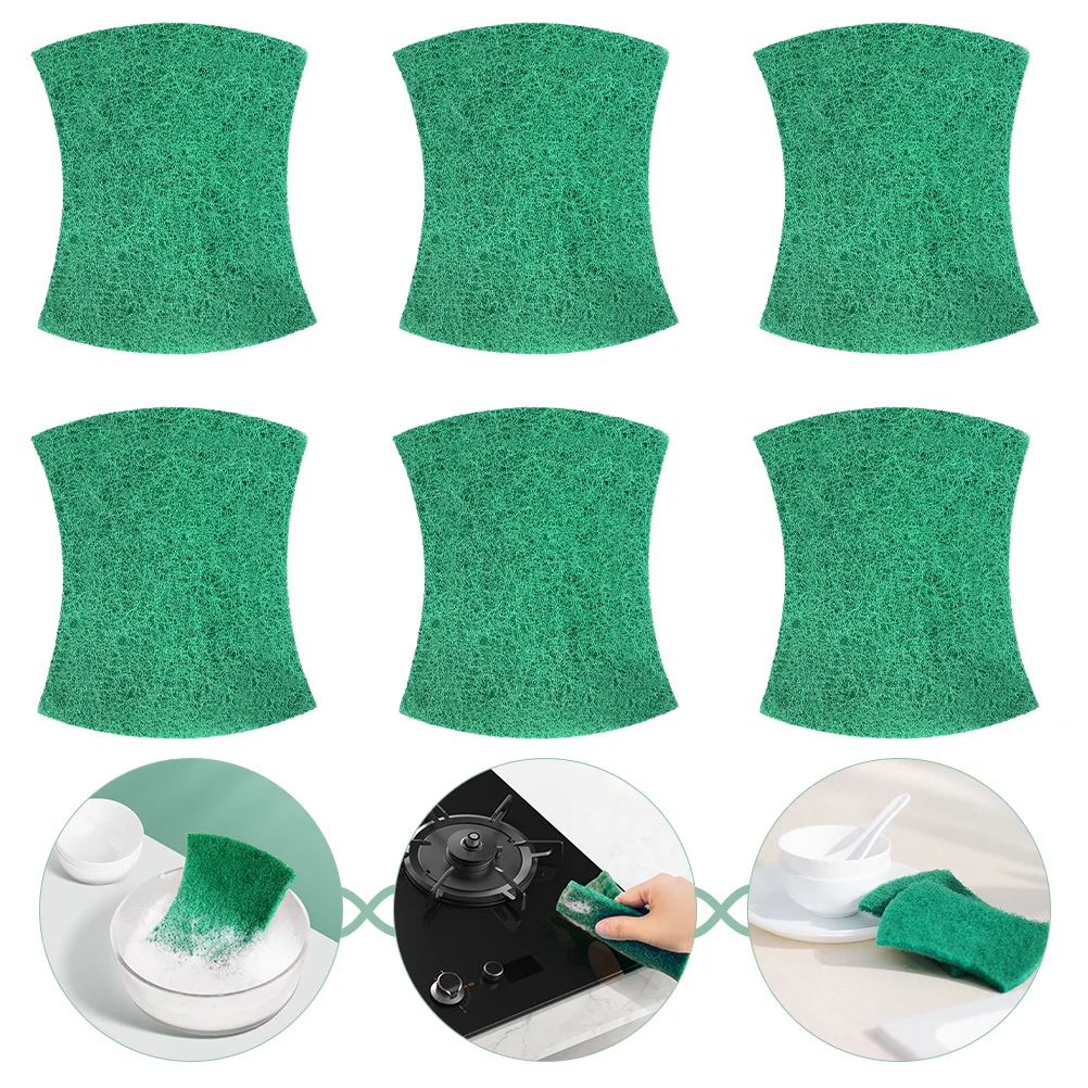 

6pcs Kitchen Dish Scrubber Scouring Pads Reusable Household Scrub Pads