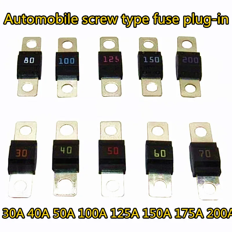 

5 Pcs Screw Type Fuse Inserts Car Insurance Tablets High Current Fuses Fuse Holder 30A 40A 50A 100A 125A 150A 175A 200A