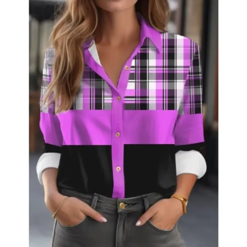 Рубашка женская с длинным рукавом Элегантная блузка градиентным переходом