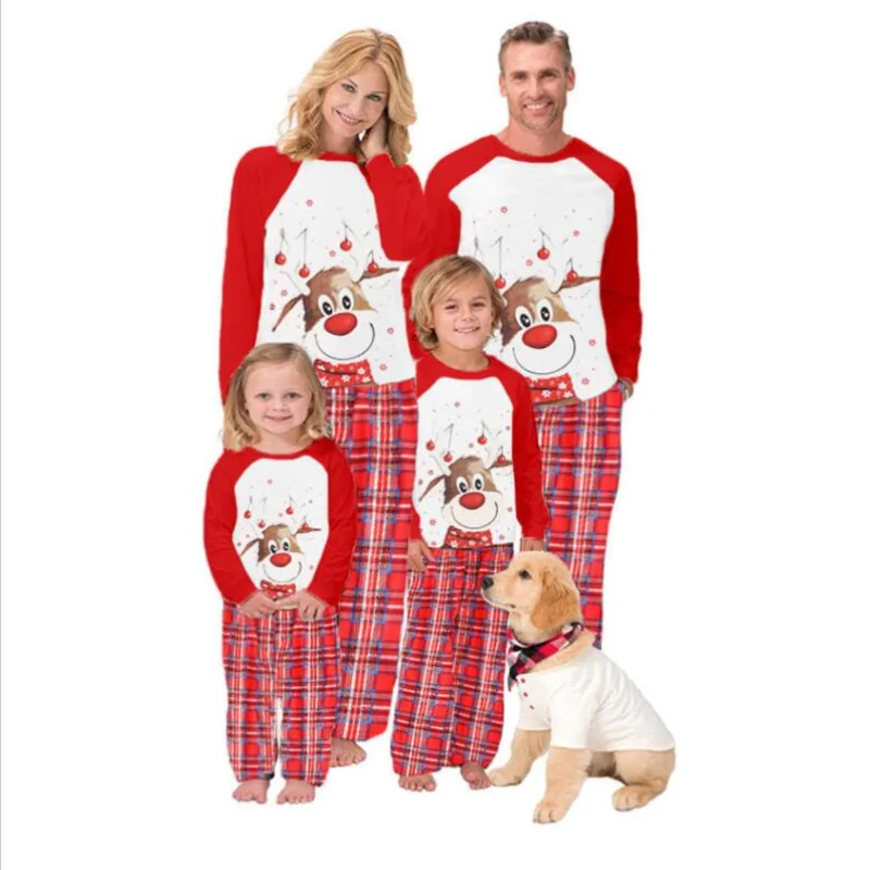 

Семейный Рождественский пижамный комплект 2023, красный олень, мать, дети, взрослые, малыши, Рождественский комплект, Рождественская Пижама, семейная одежда