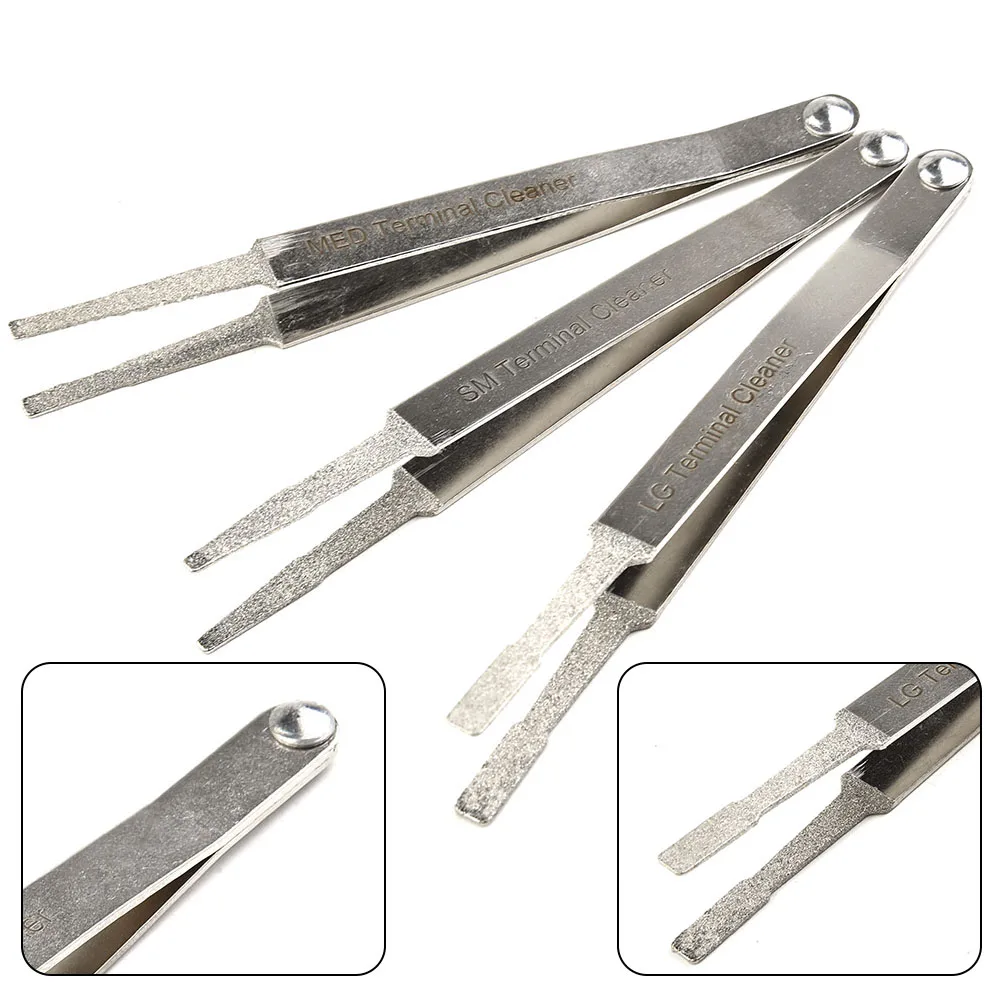 

Pin Cleaning Tool Remove Corrosion，Extend Harness Life Tweezer 3pcs Connector Electric Terminal Cleaner For Cleaning Flat