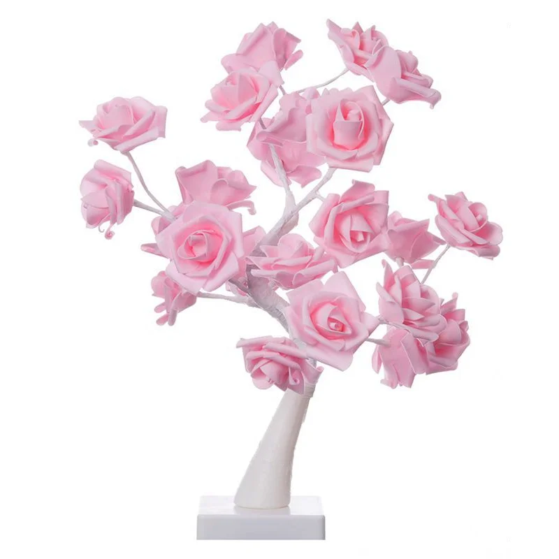 

Светодиодный белый розовый цветок, прикроватная лампа для спальни, настольная лампа, украшение для дома, имитация дерева для рождества, свадьбы, вечеринки