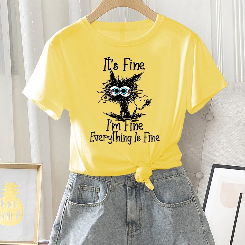 Футболка женская летняя повседневная с коротким рукавом и круглым вырезом из 100%