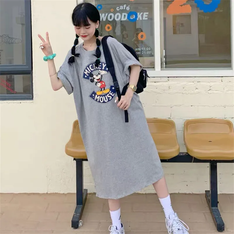 

Disney cartoon Mickey nightdress Women summer casual short-sleeved thin section cute cartoon pregnant women loose skirt pajamas