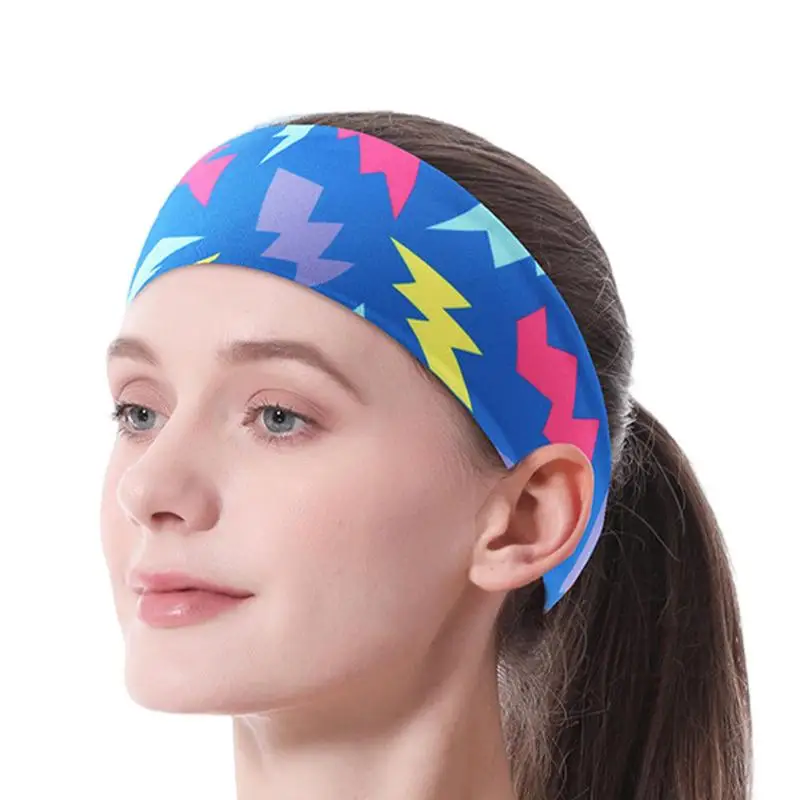 

Yoga Elastic Hair Bands Colorful Pattern Women Sweatband Headband Non-Slip S Moisture Wicking Unisex Hairband For Yoga Sports