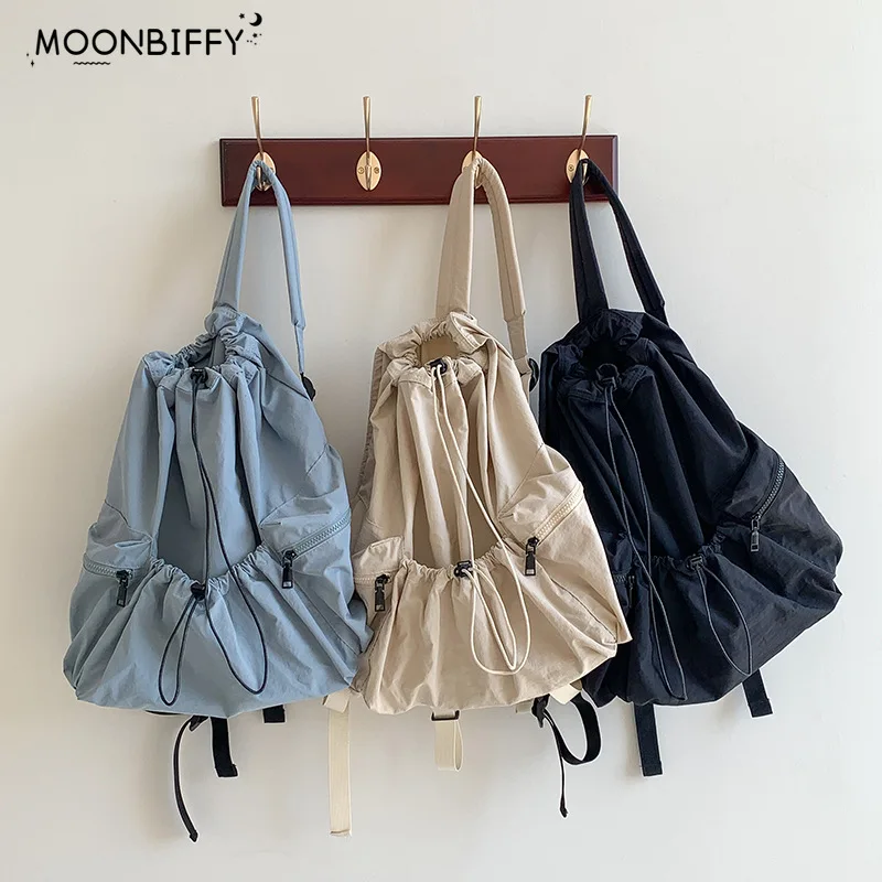 

New Summer Drawstring Backpacks Large Capacity Soft Nylon Shoulder Bag Casual Fashion Ladies Backpack Travel Mochilas Para Mujer