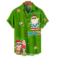 hawaiian santa clauspatternsummer beach loose fashion short sleeve shirts oversized casual trend %e2%80%8ball match mens