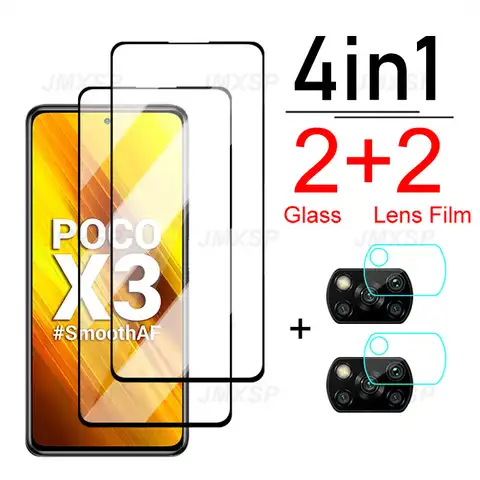 Защитное стекло 4 в 1 для Xiaomi Poco X3 F2 M2 M3 M4 Pro, закаленное стекло для Xiaomi Poco X3 F3 GT X4 NFC F1, Защитная пленка для объектива