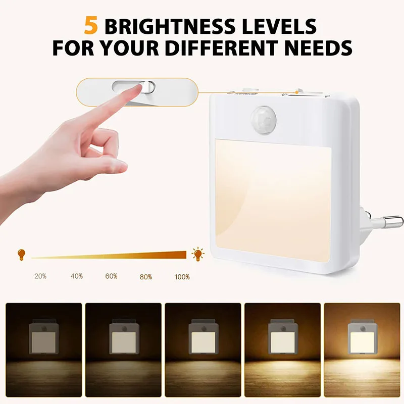 

Motion Sensing LED Night Light Dimmable Plug Study Bedside Wireless Light Applicable To Children's Bedroom Corridor Indoor Light