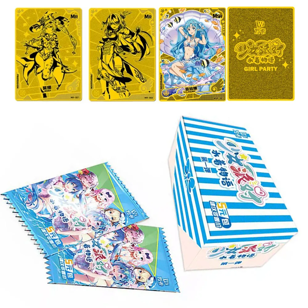 

Original Goddess Story Swimsuit Anime Figures Bronzing Barrage Flash Cards Rem Collectible Cards Children Toy For Birthday Gifts