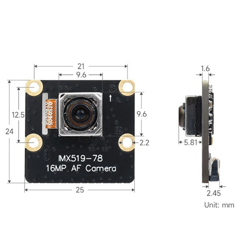 Фото 16-мегапиксельная камера для Raspberry Pi5, IMX519, автофокус, 78.5 °   Модуль камеры 4,28 мм для Raspberry Pi5 RPi5-A73M №5