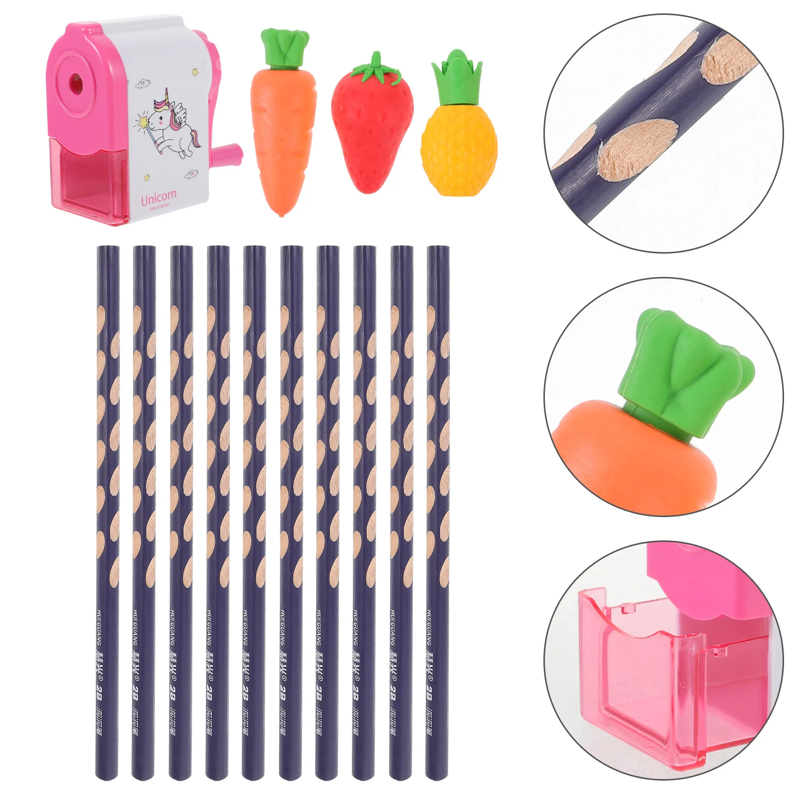 

Eraser Multi-function Pencils Erasable Corrective Sharpener Grip Plastic Sketch Child Kids Suit