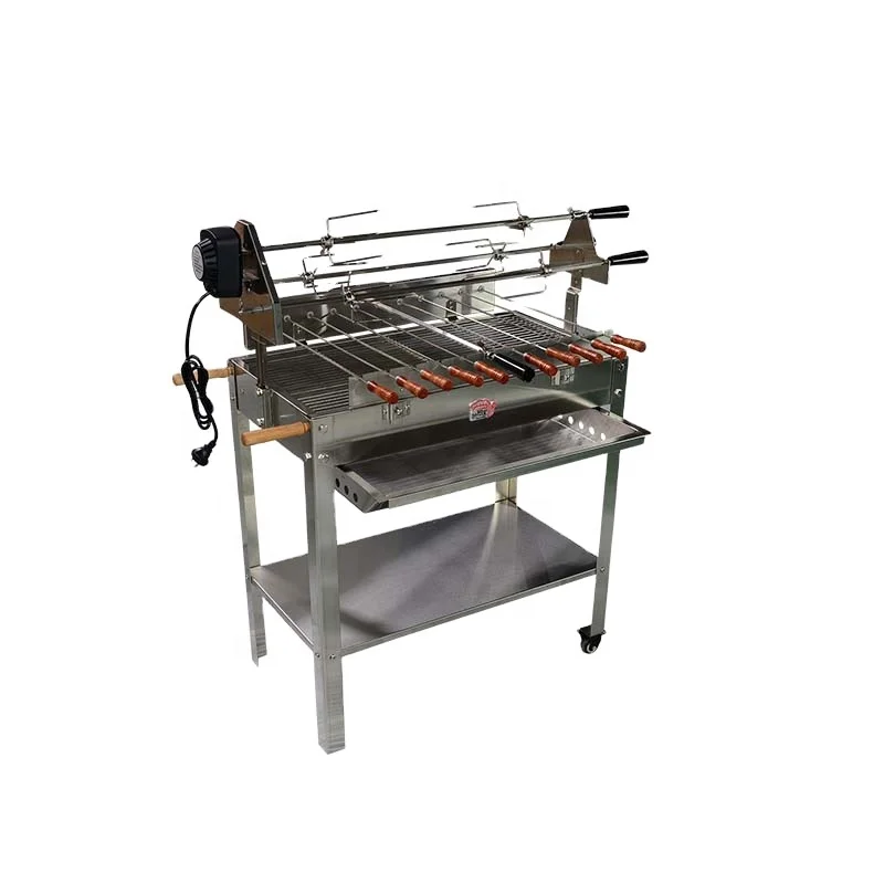 

Removable Cyprus Charcoal barbecue Rotisserie with 2pcs Motor kebab Skewer Cyprus BBQ Grill