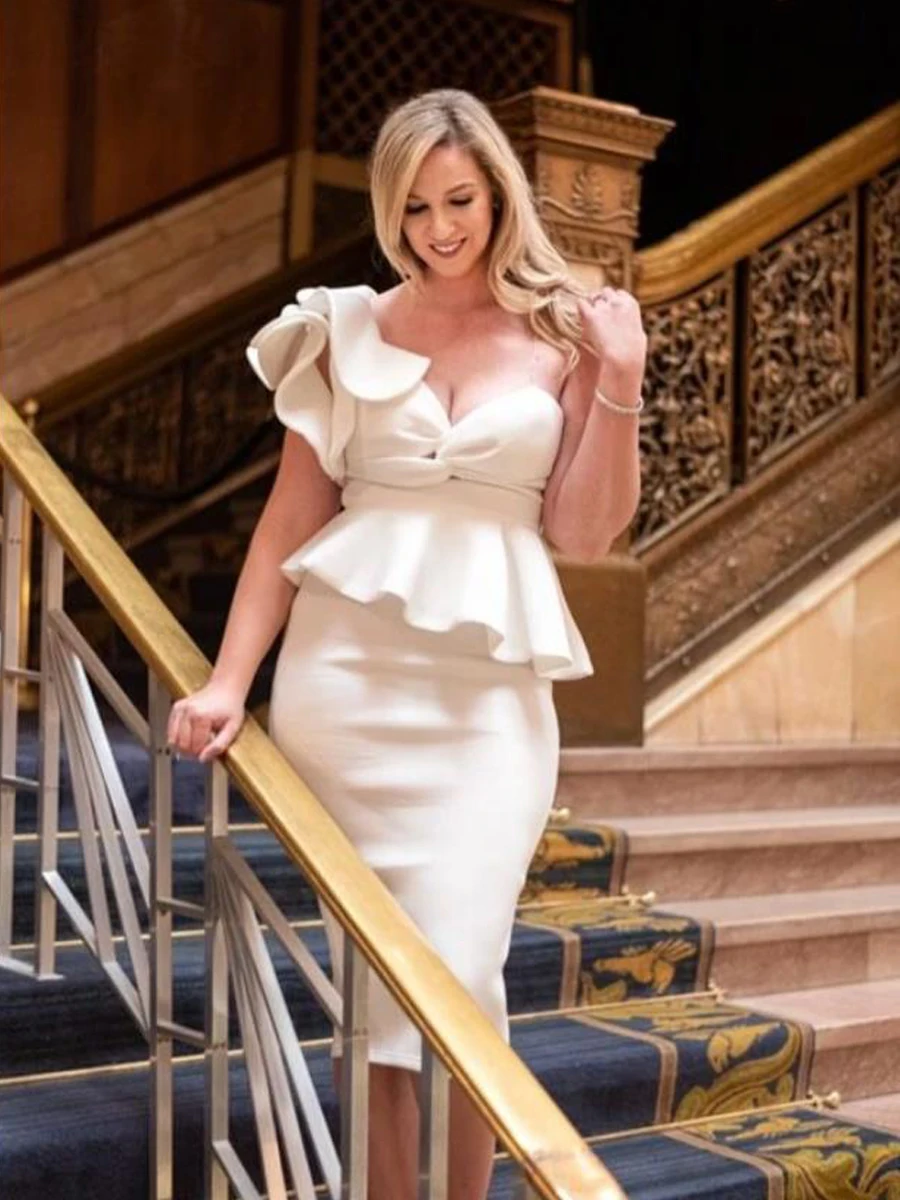 Missord Summer Bodycon Off Shoulder Midi Party Dresses Wedding Sexy Women 2021 White Ruffles Backless Elegant Evening Dress Red