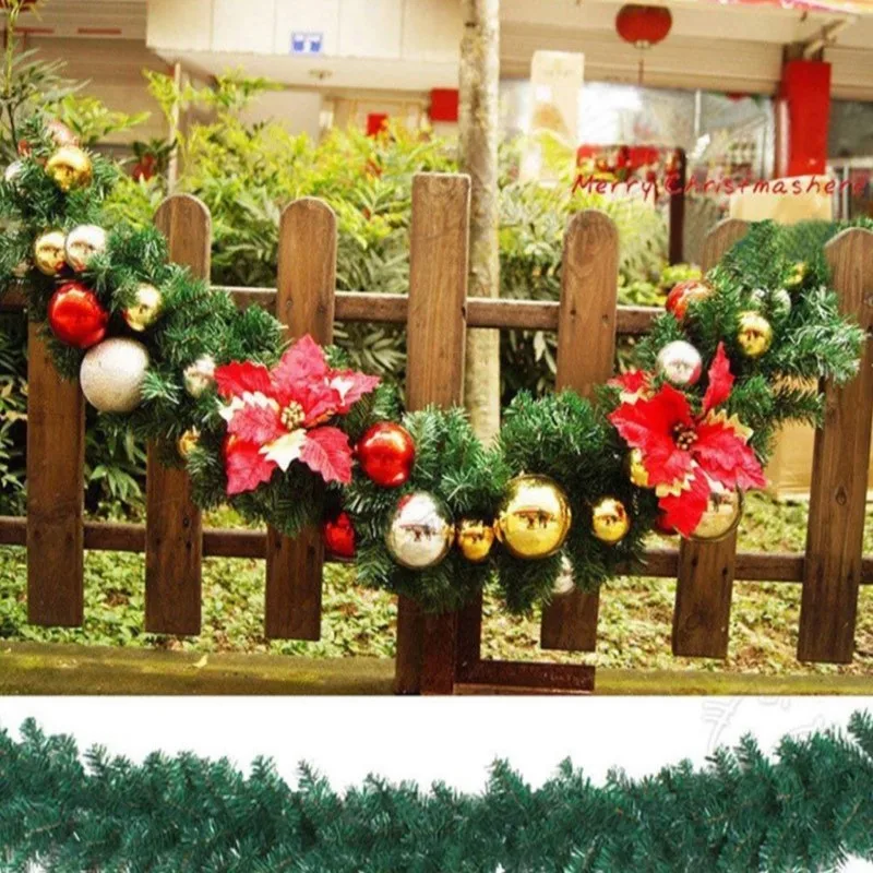 

Bow Pinecone Shape Artificial Xmas Wreath Hanging Christmas Rattan Decoration Dark Green Cane Garland Pvc 270cm Durable